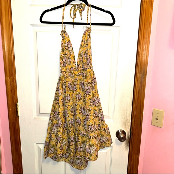 SHEIN Yellow Halter Floral Dress - Picture 2 of 8
